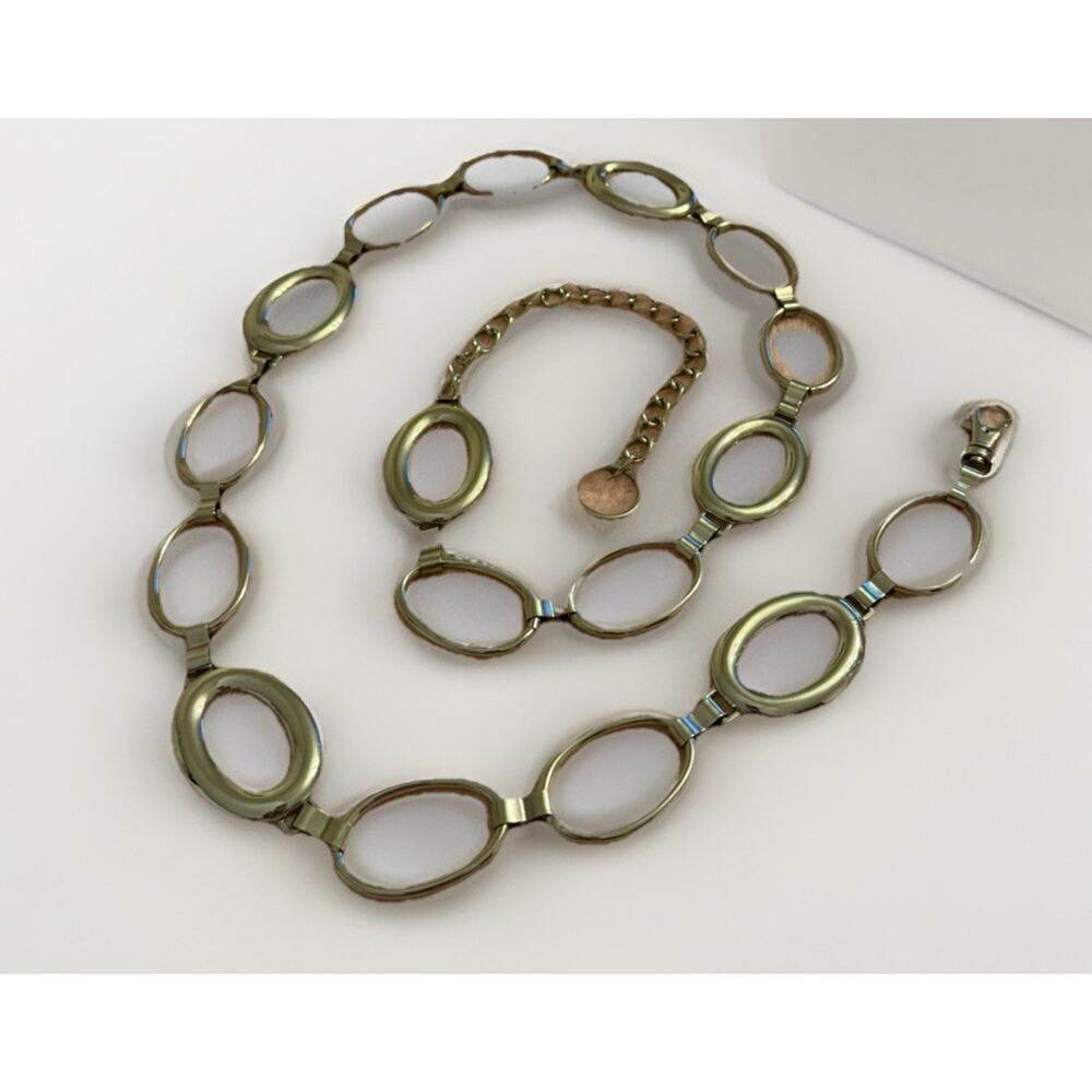 Vintage Y2K 1960's Inspired Silver Metallic Chain Belt FAST SHIP 3262-25